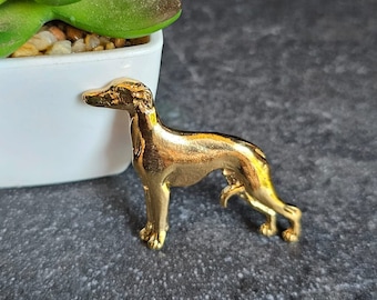 WHIPPET DOG BROOCH In Pewter 24k Yellow Gold Plated-Dog Brooch For Jacket Or Scarf In Three Finishes-Gift For Pet Lovers