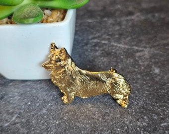 CORGI Pembroke BROOCH DOG In 24k Yellow Gold Plated –Corgi Brooch Pin For Jacket, Scarf Or Bag –Perfect Gift For Pet Memorial Keepsake