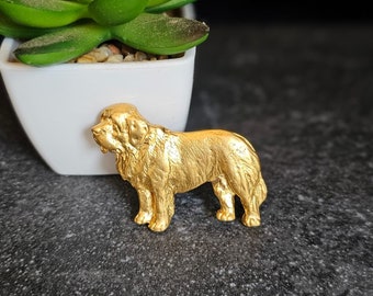 SAINT BERNARD BROOCH -24k Gold Plated Pewter Elegant Pet Memorial Brooch Pin - Unique Gift For Dog Lovers & Fashion Accessory