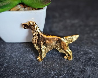 IRISH SETTER Dog BROOCH Made From 24k Yellow Gold Plated Pewter Available In Three Finishes – Pet Lovers Gift Jacket Or Scarf Brooch Pin