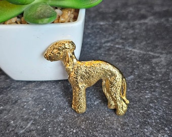 24k Yellow Gold-Plated BEDLINGTON TERRIER BROOCH Dog Perfect For Jacket Or Scarf Available – Unique Bedlington Terrier Gift Brooch