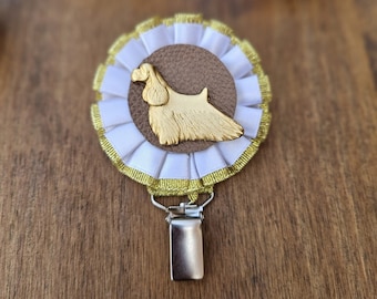 American Cocker number holder, brooch or dog show ring clip, show clip Cocker American, Exhibitor ring number clips, rosettes dog