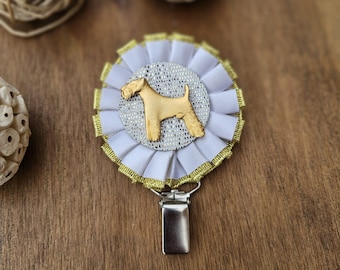 Fox terrier number holder, brooch or dog show ring clip, show clip Fox Terrier, Exhibitor ring number clips, rosettes dog