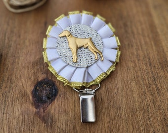 Dobermann number holder, brooch or dog show ring clip, show clip Dobermann, Exhibitor ring number clips, rosettes dog