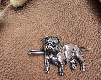 Silver-Plated English BULLDOG TIE CLIP For Men – Elegant Pewter Tie Bar -Unique Dog Lover Gift, Stylish Wedding And Groomsmen Tie Accessory