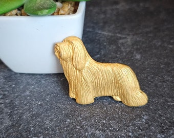 BEARDED COLLIE Dog BROOCH In 24k Gold Plating Pewter – Dog Brooch Pin For Jacket Or Scarf - A Thoughtful Gift For Dog Lovers