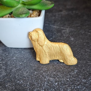 BEARDED COLLIE Dog BROOCH In 24k Gold Plating Pewter – Dog Brooch Pin For Jacket Or Scarf - A Thoughtful Gift For Dog Lovers