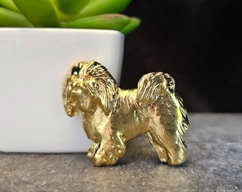 24k Yellow Gold Plated BOLOGNESE DOG BROOCH -Pet Memorial Jewelry, Elegant Gift For Dog Lovers-Dog Brooch For Jacket And Scarf