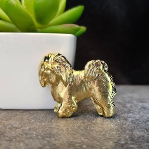24k Yellow Gold Plated BOLOGNESE DOG BROOCH -Pet Memorial Jewelry, Elegant Gift For Dog Lovers-Dog Brooch For Jacket And Scarf