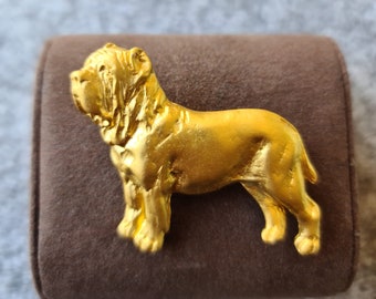 Neapolitan mastiff Brooch Dog 24k Yellow Gold Plated Brooch, Neapolitan mastiff