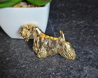 SEALYHAM TERRIER BROOCH Dog Made With Pewter 24k Yellow Gold-Dog Memorial Jewelry For Dog Lovers-Perfect Pin For Jacket And Scarf