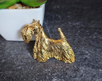 SCOTTISH TERRIER Dog BROOCH In 24k Yellow Gold, Pet Memorial Jewelry For Dog Lovers, Unique Pin For Jackets Or Scarves