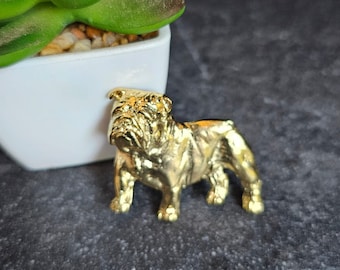 English Bulldog Brooch Dog 24k Yellow Gold Plated Brooch, English Bulldog