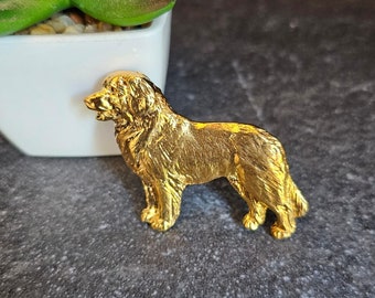 LEONBERGER BROOCH DOG 24k Yellow Gold Plated Brooch In Static And Movement Finishes –Pet Memorial Gift- Brooch Pin For Scarf And Jacket