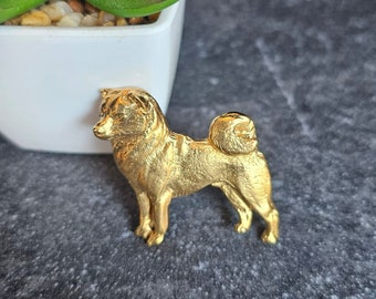 SHIBA INU BROOCHDOG Made With Pewter 24k Yellow Gold Plated-Custom Dog Brooch In Two Finishes For Scarf And Jacket