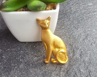 Siamese cat 24k Yellow Gold Plated Brooch, Siamese art cat, Cat lovers gift