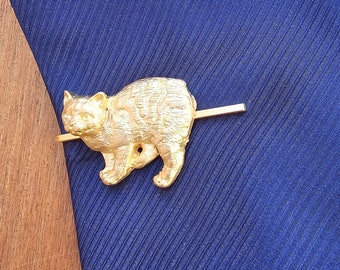 Stylish Vintage Manx Cat Tie Clip - Gold Plated Accessory for Cat Lovers