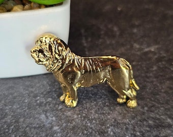 Mastiff Brooch Dog 24k Yellow Gold Plated Brooch, Mastiff