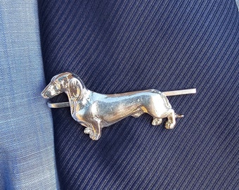 Silver Plated Dachshund Tie Clip - Unique and Detailed Design