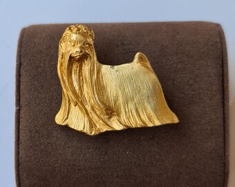 Yorkshire Terrier Brooch Dog Made With Pewter And Then Given 24k Gold Plated - Yorkshire Terrier Lover’s Gift Brooch In Multiple Finishes