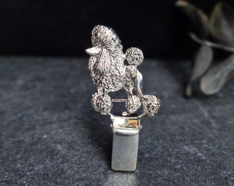 POODLE Continental NUMBER HOLDER - Dog Show Ring Clip, Exhibitor Clip Brooch For Show Poodle – Pet Memorial Gift In Silver And Gold Finish