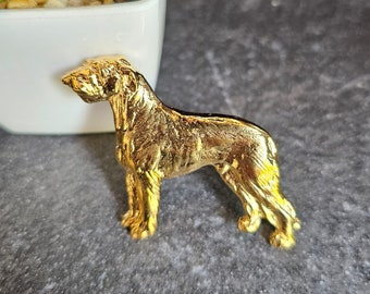 IRISH Wolf HOUND BROOCH Dog Perfect Gift For Wolfhound Lovers - 24k Yellow Gold Plated Pewter Dog Breed Brooch Available With Gift Wrapping