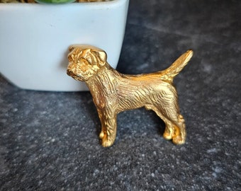 BORDER TERRIER BROOCH Perfect Gift For Dog Lovers Available With Gift Wrapping – 24 K Yellow Gold Plated Terrier Pet Keepsake Brooch