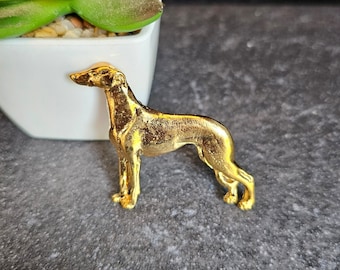 24k Yellow Gold-Plated GREYHOUND DOG BROOCH For Jacket Or Scarf – Pet Lovers Keepsake Gifts Greyhound Jewelry Brooch In Static Or Movement