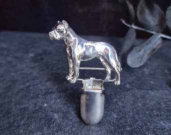 ARGENTINE Dogo NUMBER HOLDER Brooch – Unique Dog Show Ring Clip In 3 Finishes – Pet Memorial Jewelry - Gift For Dog Show Exhibitors