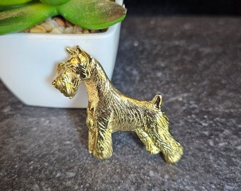 SCHNAUZER MINIATURE Dog BROOCH Made From Pewter 24k Yellow Gold Plated In 5 Finishes-Dog Brooch Pin For Jacket Or Scarf-Gift For Pet Lover