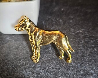 24k Yellow Gold Plated ARGENTINE DOGO BROOCH Dog –Stylish Brooch Pin For Jacket And Scarf-Gift For Dog Lovers In Two Finishes