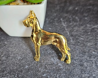 GREAT DANE BROOCH Made Of 24k Yellow Gold Plated Pewter – Perfect Dog Jewelry For Great Dane Owners, Dane Brooch For Jacket Or Scarf