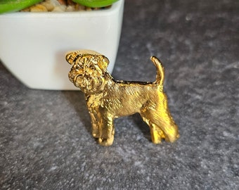 Brussels Griffon Brooch Dog 24k Yellow Gold Plated Brooch, Brussels Griffon Gold