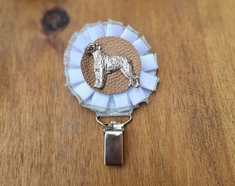 Irish Wolfhound Rosette Number Holder with Convenient Clip