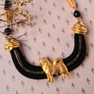 Alaskan Malamute dog Chocker, Chocker dog pedant, Black and gold chocker, women chocker, chocker fot dog lovers, women necklace