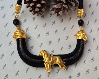 Rottweiler Chocker, Chocker dog pedant, Black and gold chocker, women chocker, chocker fot dog lovers, women necklace