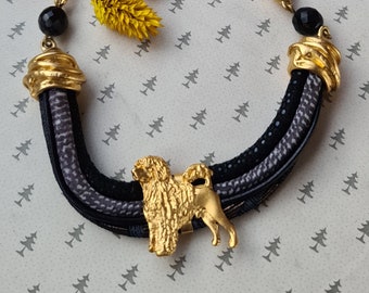 Portugués water dog Chocker, Chocker dog pedant, Black and gold chocker, women chocker, chocker fot dog lovers, women necklace