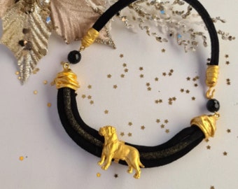 Bullmastiff Choker Necklace - Stunning Gold Plated Pendant on Black Cord for Bullmastiff Owner