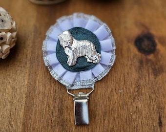 Bearded Collie Dog Show Rosette Number Holder - Handcrafted Accessory for Show Ring Success