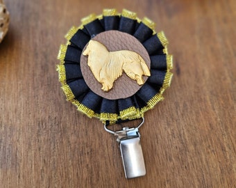 Collie number holder, brooch or dog show ring clip, show clip Collie, Exhibitor ring number clips, rosettes dog