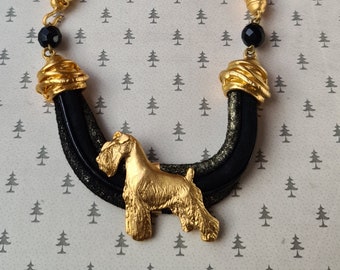 Schnauzer Miniature Chocker, Chocker dog pedant, Black and gold chocker, women chocker, chocker fot dog lovers, women necklace