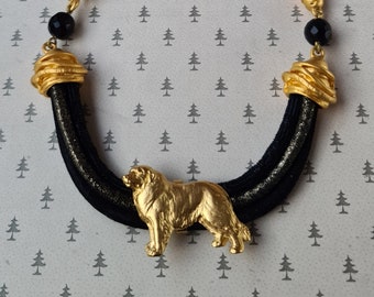Pyrenean Mastiff dog Chocker, Chocker dog pedant, Black and gold chocker, women chocker, chocker fot dog lovers, women necklace