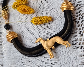 Greyhound dog Chocker, Chocker dog pedant, Black and gold chocker, women chocker, chocker fot dog lovers, women necklace