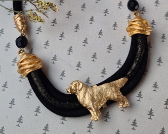 Golden Retriever dog Chocker, Chocker dog pedant, Black and gold chocker, women chocker, chocker fot dog lovers, women necklace