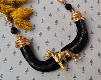 Doberman dog Chocker, Chocker dog pedant, Black and gold chocker, women chocker, chocker fot dog lovers, women necklace