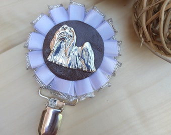 Handmade Shih-Tzu Rosette Number Holder for Dog Shows - Customizable Design