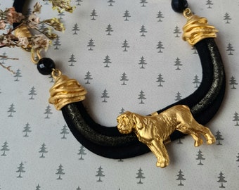 Spinone dog Chocker, Chocker dog pedant, Black and gold chocker, women chocker, chocker fot dog lovers, women necklace