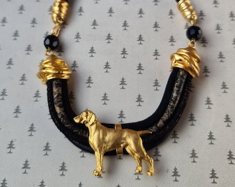Weimaraner Chocker, Chocker dog pedant, Black and gold chocker, women chocker, chocker fot dog lovers, women necklace