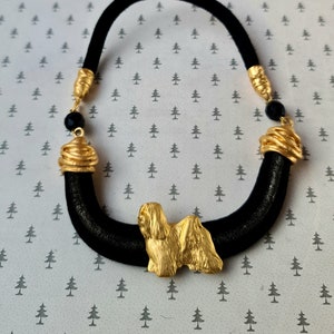 Tibetan Terrier Chocker, Chocker dog pedant, Black and gold chocker, women chocker, chocker fot dog lovers, women necklace