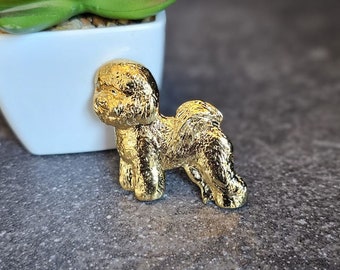 Bichon Frise Broche Chien Broche Plaquée Or Jaune 24 Carats, Bichon Frise